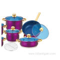 Cookware Set with Purple Painted Finish